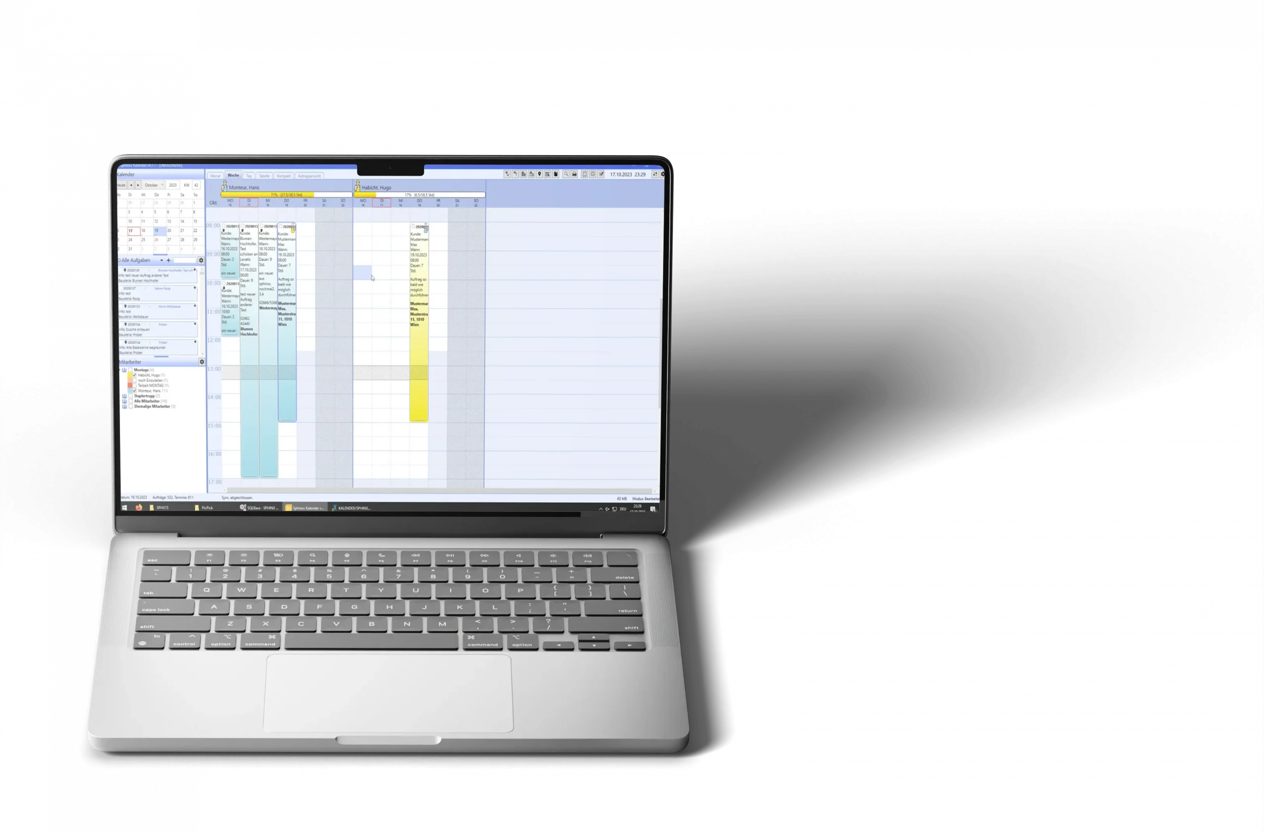 Screenshot der Handwerkersoftware auf Laptop
